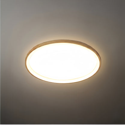 Crema Modern Dimmable Round Ceiling Light – Wood/Acrylic Fixture for Study Room