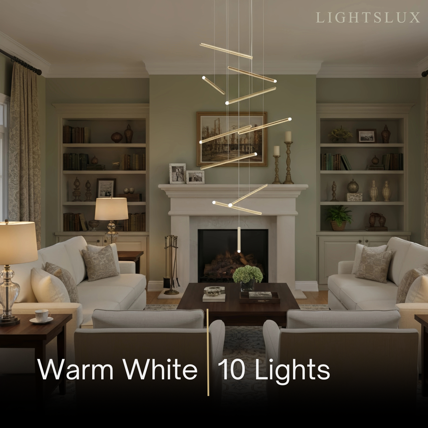 Nebula Luxury Flowing Gold Chandelier – Metallic Acrylic Rods Sculptural Cascade for Staircase