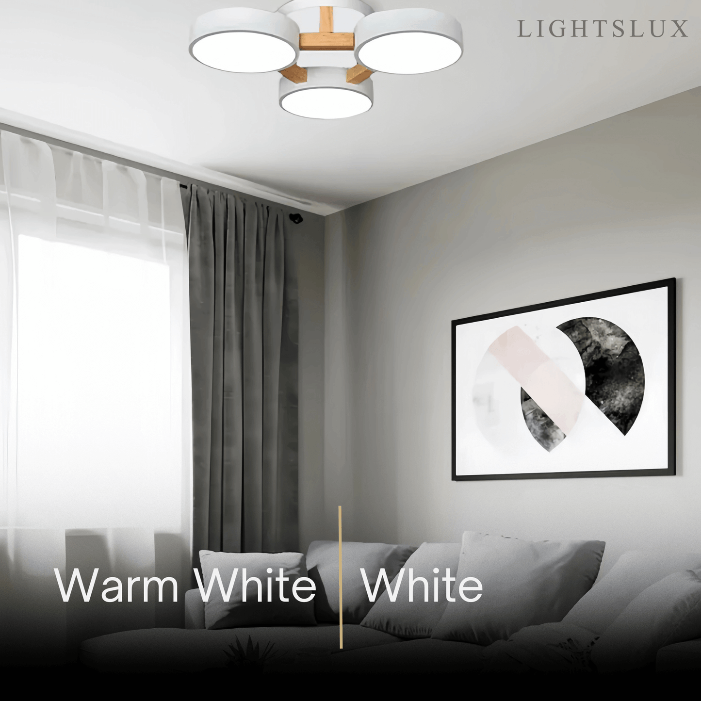 Arcato Modern Round Ceiling Light – 3-Color Fixture with Three Heads Bedroom