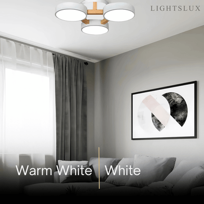 Arcato Modern Round Ceiling Light – 3-Color Fixture with Three Heads Bedroom