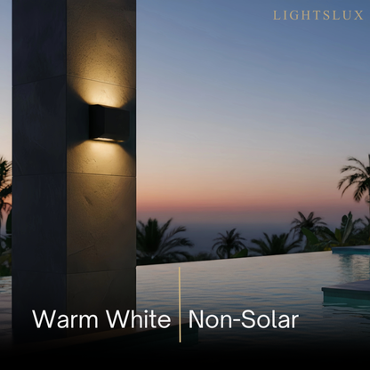 Minimalist Stainless Steel Outdoor Wall Sconce – Modern Exterior Light with Solar or Wired Power