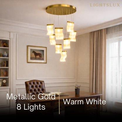 Excelis Royal Leaf-Layered Chandelier – Acrylic in Metallic Gold or Black Ash Dimmable