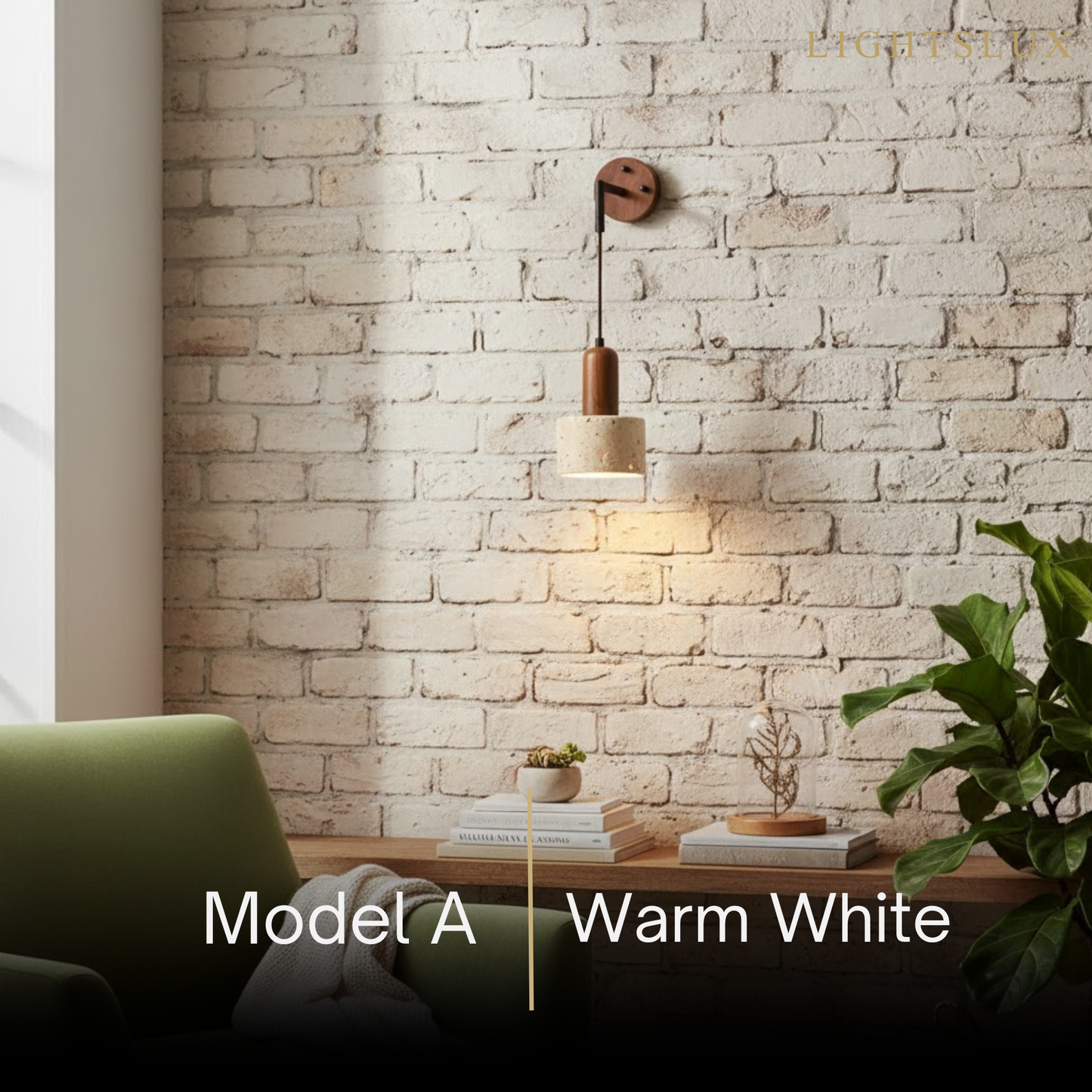 Wall Lamp — Travertine Shade Walnut Wood Socket for Bedside