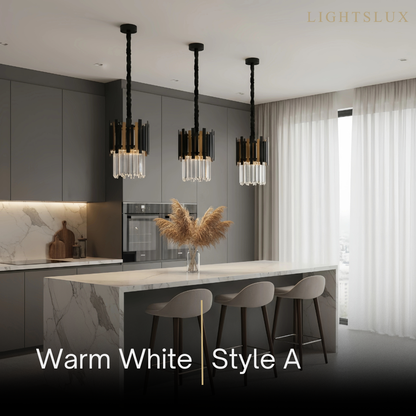 Modern Obsidian Mini Pendant Light with Crystal Detail