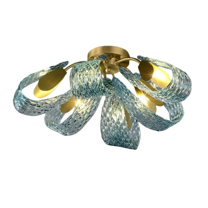 Art Deco Peacock Chandelier – Blue Feather Art Glass Contemporary for Dining Room Bedroom