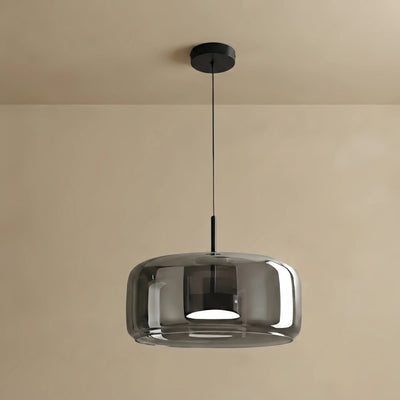 Vetro Modern Hand-Blown Pendant Lamp — Smoked Glass & Metal Accent for Kitchen Island