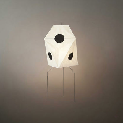 Japanese Rice Paper Floor Lamp — Translucent Angled Shade & Black Metal Frame