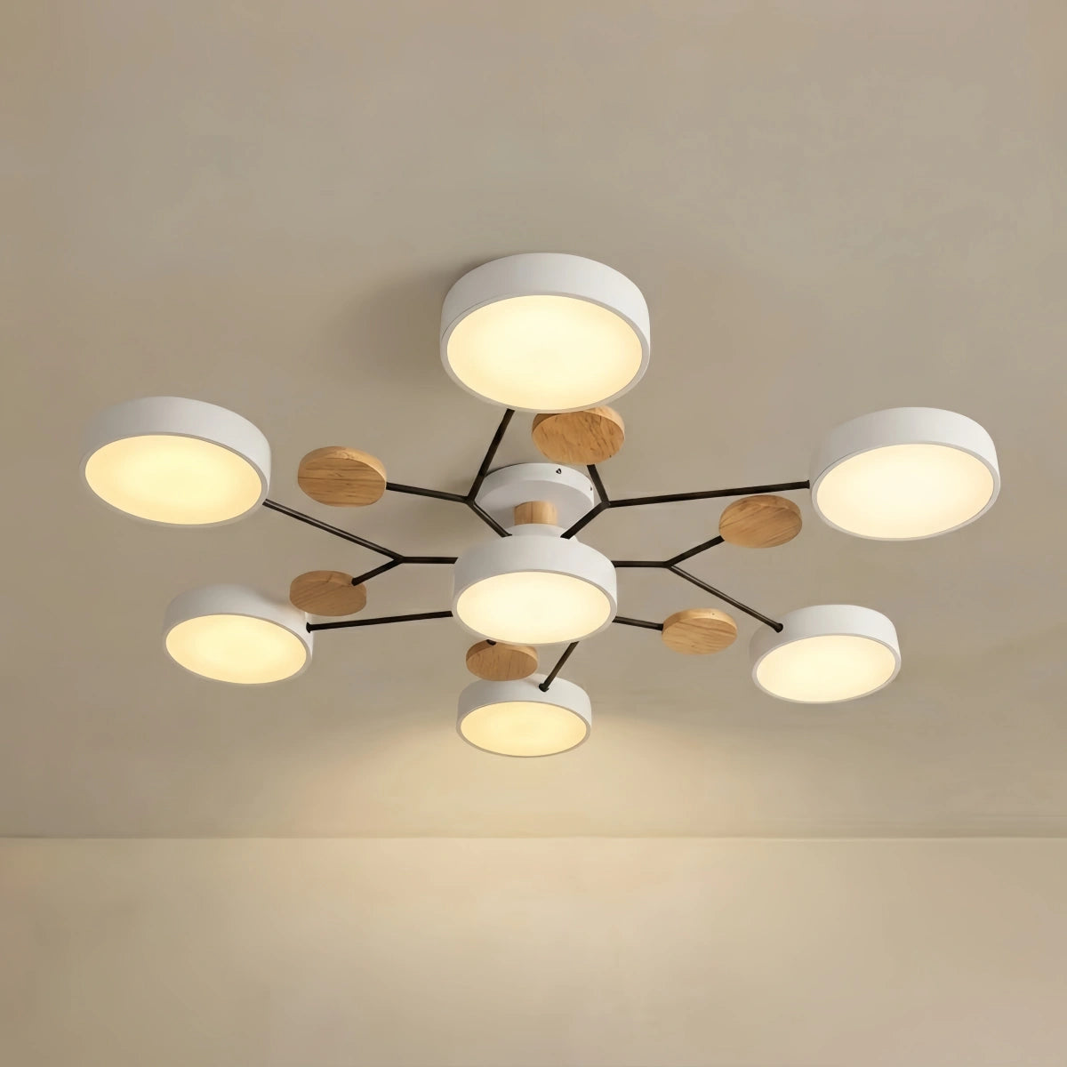 Lámpara de techo redonda moderna de metal Arcato - Multicabezal en gris/verde/blanco para sala de estar