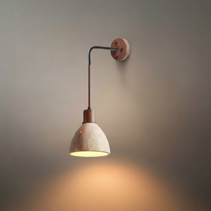 Wall Lamp — Travertine Shade Walnut Wood Socket for Bedside
