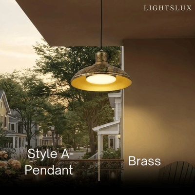 Irondale Industrial Waterproof Pendant Light -- Black/Brass Iron for Outdoor Wall