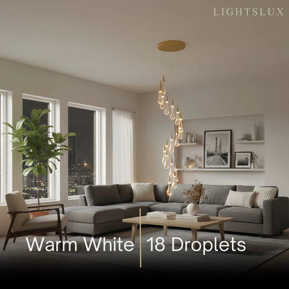 Excelis Luxury Crystal Drop Chandelier with Spiral Design