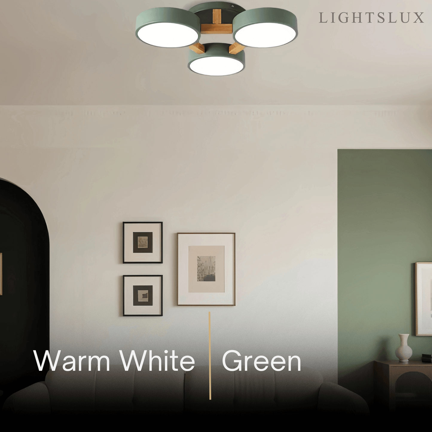 Arcato Modern Round Ceiling Light – 3-Color Fixture with Three Heads Bedroom