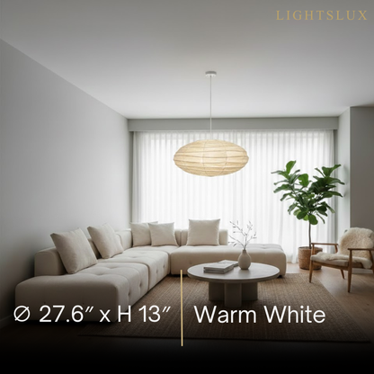 Japanese Washi Pendant Light — Mulberry Paper & Bamboo Frame for Dining Room