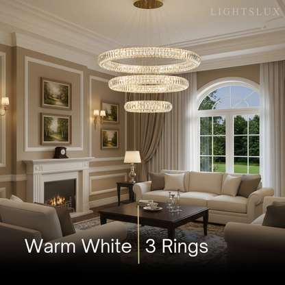 Excelis Luxury Tiered Crystal Chandelier – K9 Crystals Gold Finish Celestial Glow