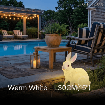 Easter Bunny Outdoor Light – Cute Sitting & Carrot Bunny Garden Lamp