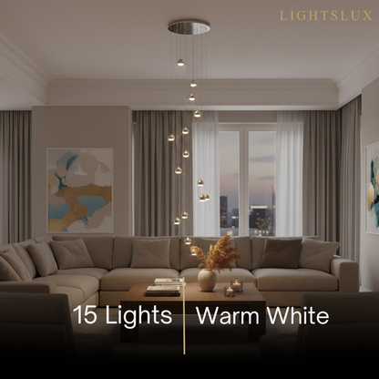 Excelis Royal Crystal Chandelier – Clear Sparkling Crystals with Warm Ambient Glow Living Room