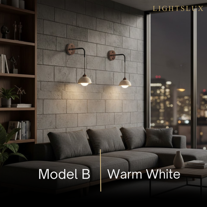 Wall Lamp — Travertine Shade Walnut Wood Socket for Bedside