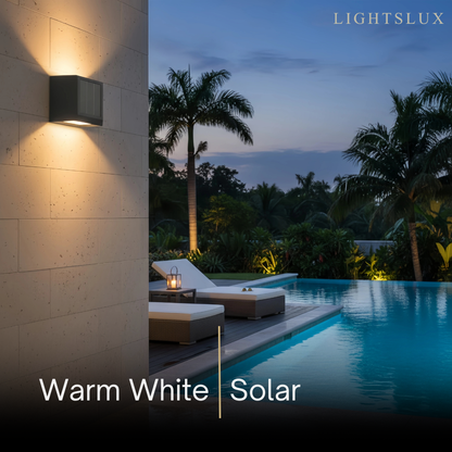 Minimalist Stainless Steel Outdoor Wall Sconce – Modern Exterior Light with Solar or Wired Power