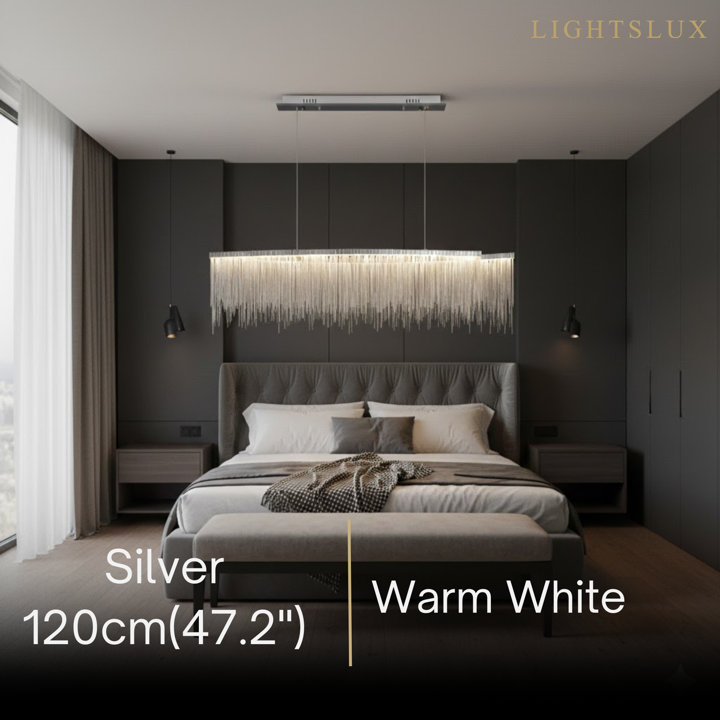 Gold or Chrome Pendant Light – Luxury Tassel Metal Fixture for Dining Room