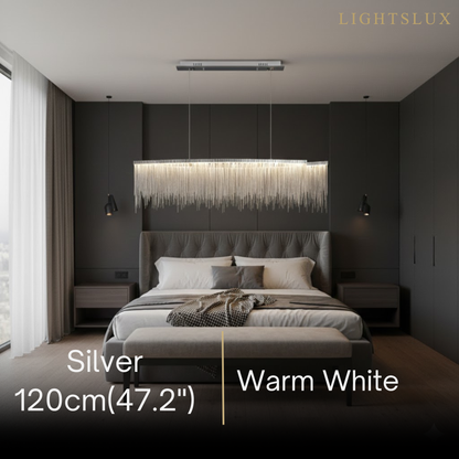 Gold or Chrome Pendant Light – Luxury Tassel Metal Fixture for Dining Room