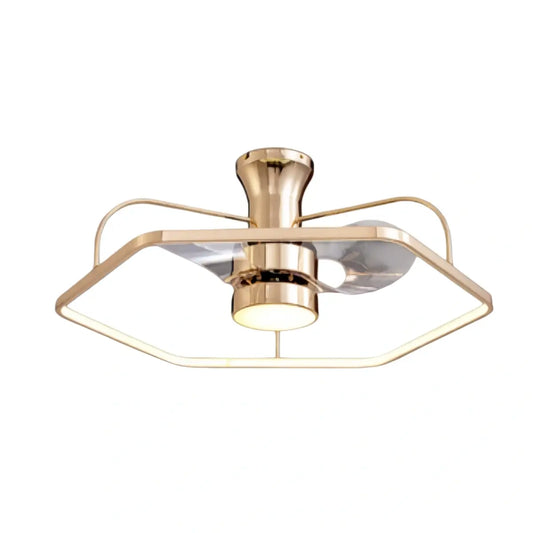 Excelis Geometric Ceiling Light with Fan – Gold Aluminum Frame Integrated LED for Living Room
