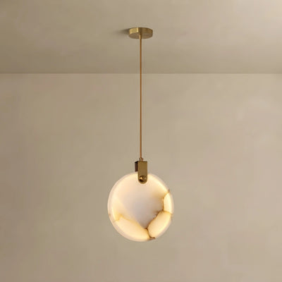 Lámpara colgante Alba moderna de alabastro - Metal dorado para comedor