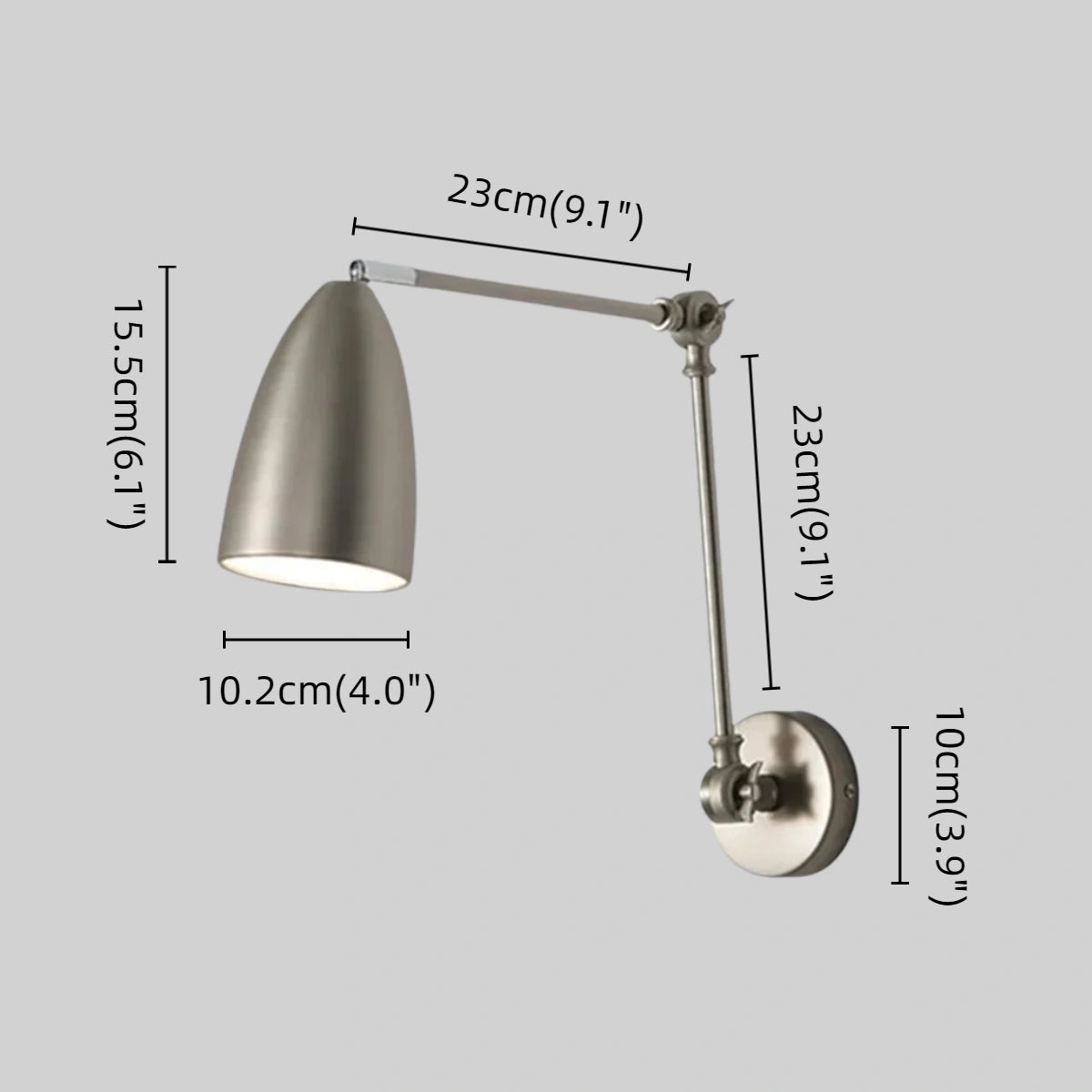 Lámpara de pared industrial ajustable Irondale - Metal negro/blanco/níquel para sala de estar