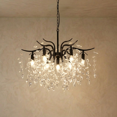 Excelis Royal Crystal Chandelier – Luxurious Black Finish for Living/Dining Room