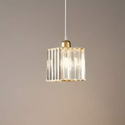 Lámpara colgante Vetro - Nórdica, metal negro/dorado y cristal LED