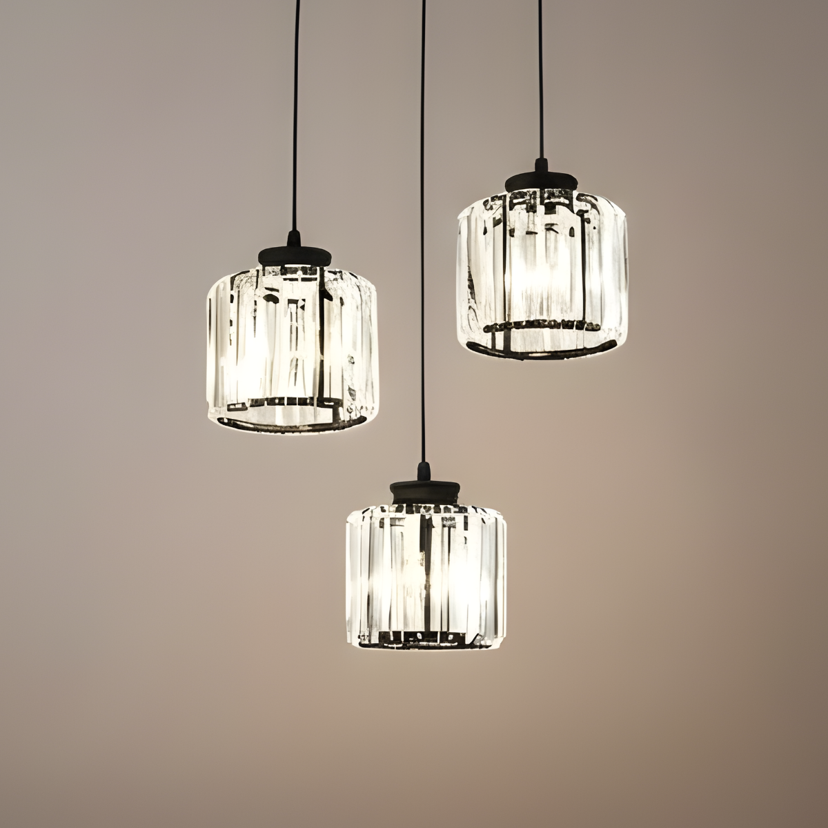 Lámpara colgante Vetro - Nórdica, metal negro/dorado y cristal LED