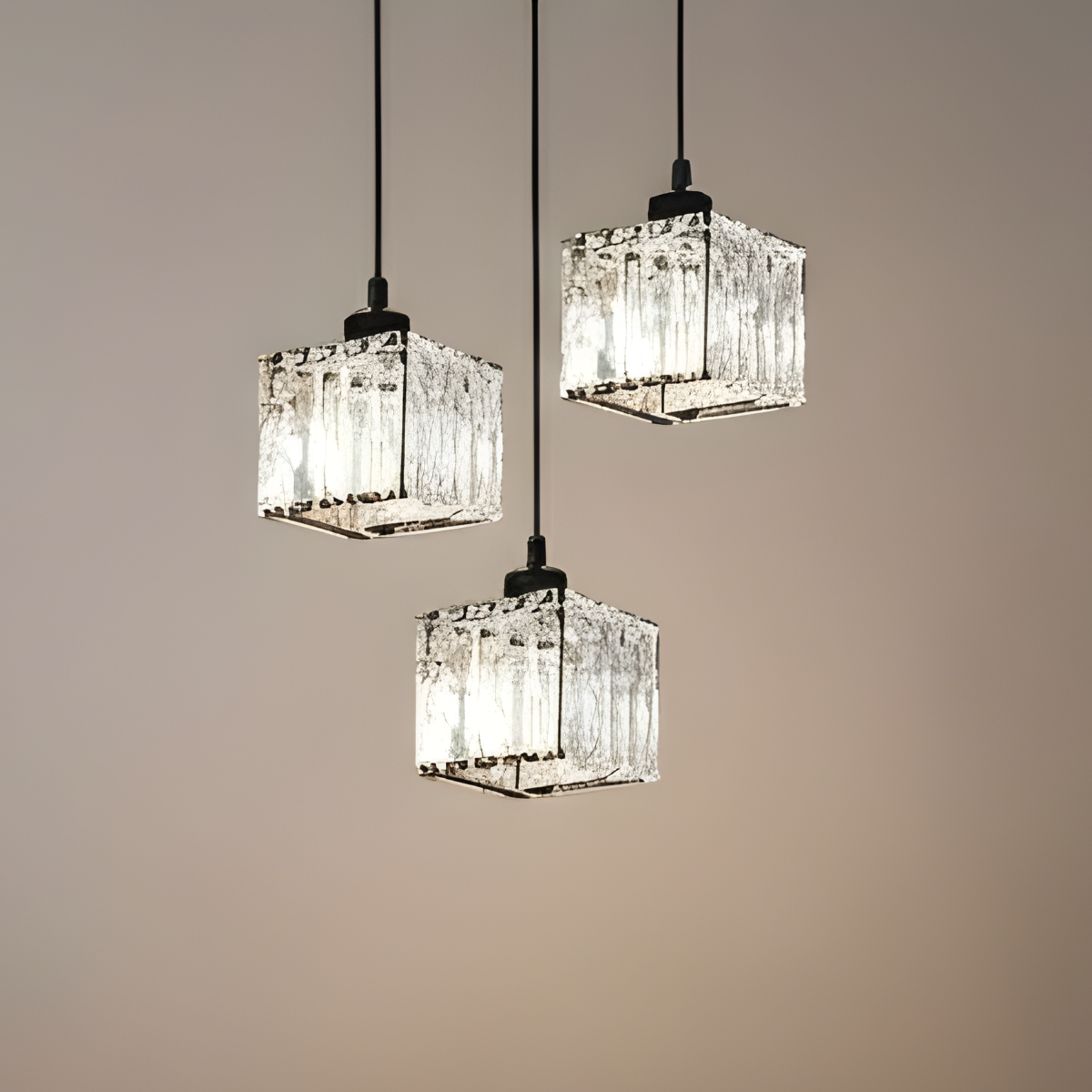 Lámpara colgante Vetro - Nórdica, metal negro/dorado y cristal LED