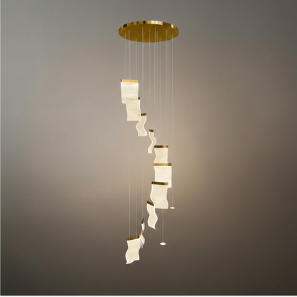 Excelis Royal Leaf-Layered Chandelier – Acrylic in Metallic Gold or Black Ash Dimmable