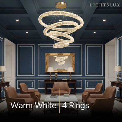 Excelis Luxury Tiered Crystal Chandelier – K9 Crystals Gold Finish Celestial Glow