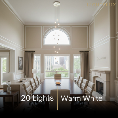 Excelis Royal Crystal Chandelier – Clear Sparkling Crystals with Warm Ambient Glow Living Room