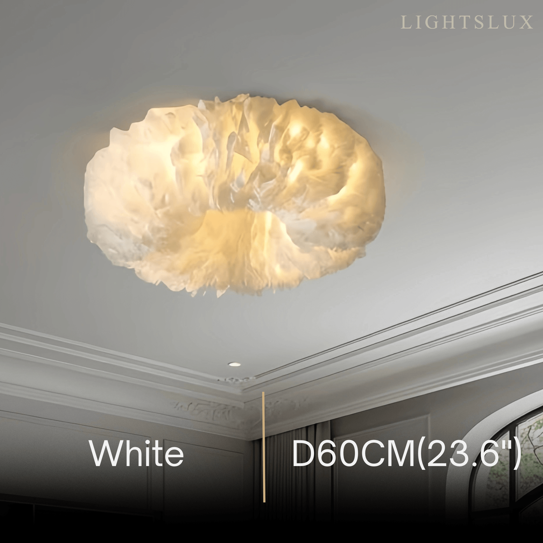 Lunara Art Deco Round Ceiling Light Art Feather