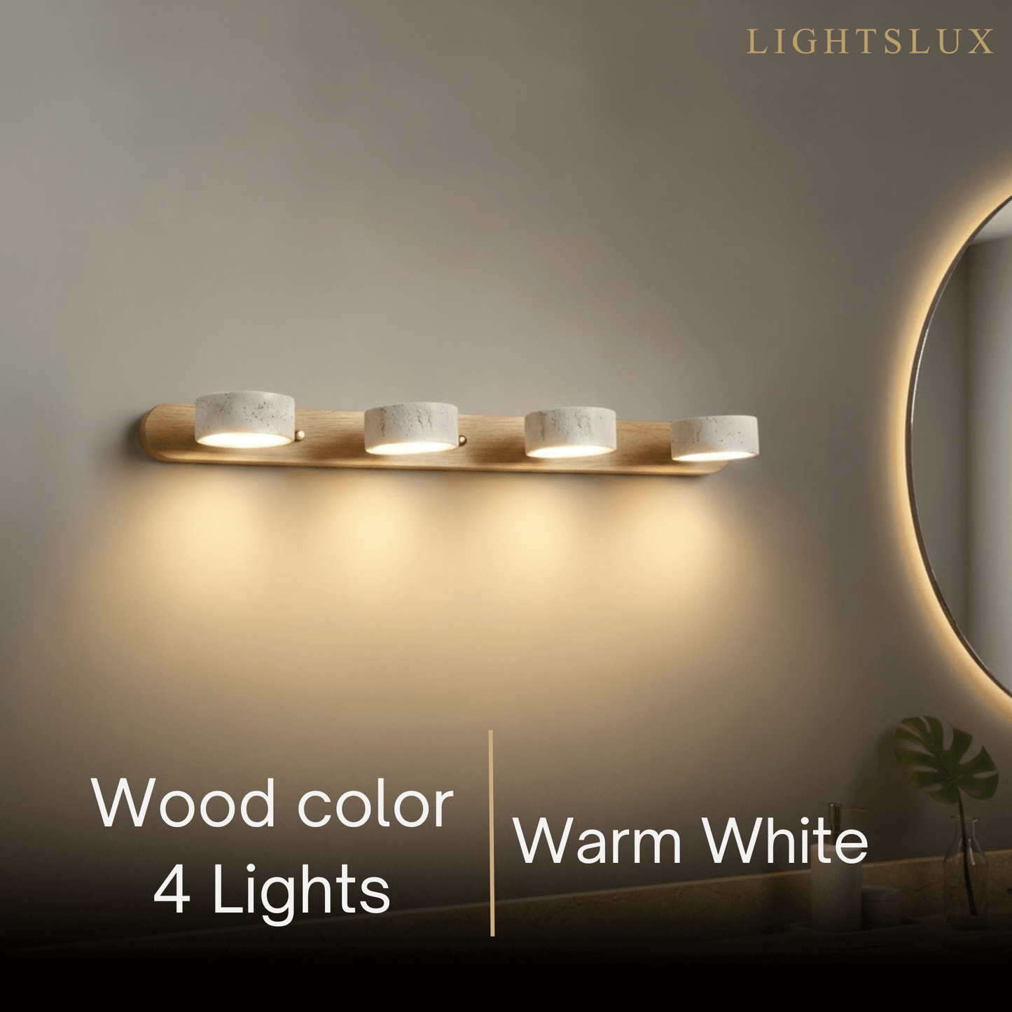 Modern Travertine Wall Light – Wood and Stone LED Sconce for Living Room