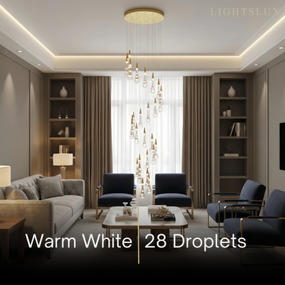 Excelis Luxury Crystal Drop Chandelier with Spiral Design