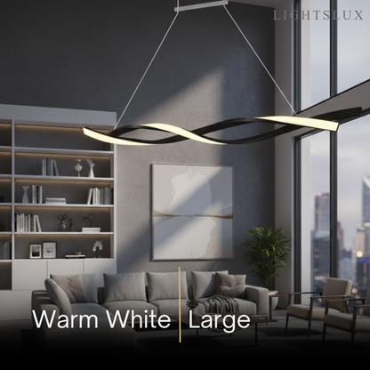 Arcato Modern Wave Design Pendant – Matte Black LED for Dining Room/Kitchen Island