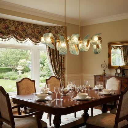 Art Deco Peacock Chandelier – Blue Feather Art Glass Contemporary for Dining Room Bedroom