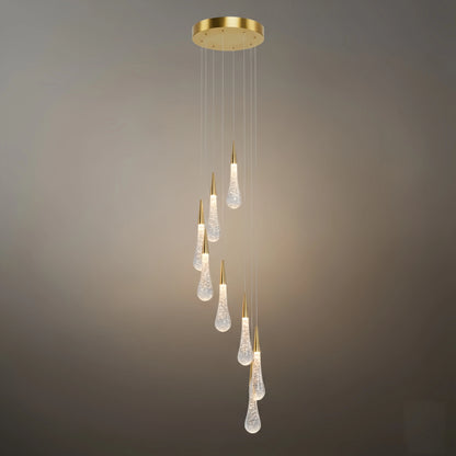 Excelis Luxury Crystal Drop Chandelier with Spiral Design