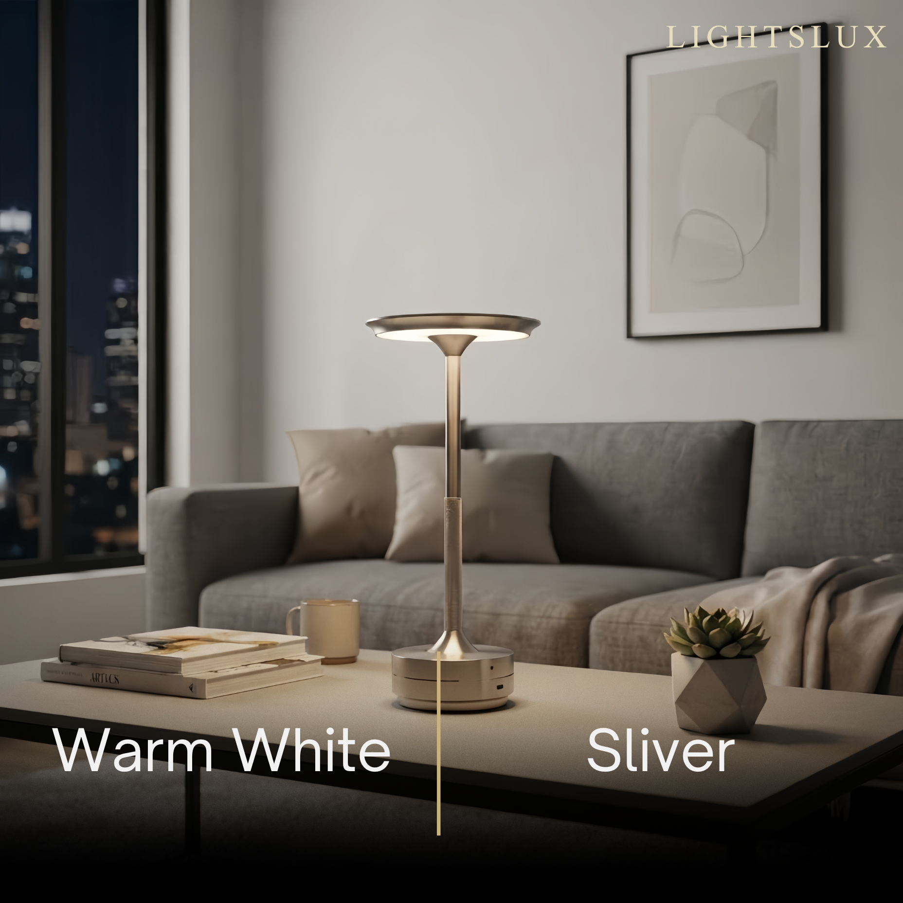 Lámpara de mesa recargable Arcato Modern – Intensidad regulable táctil y 3 temperaturas de color