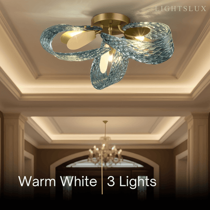 Art Deco Peacock Chandelier – Blue Feather Art Glass Contemporary for Dining Room Bedroom