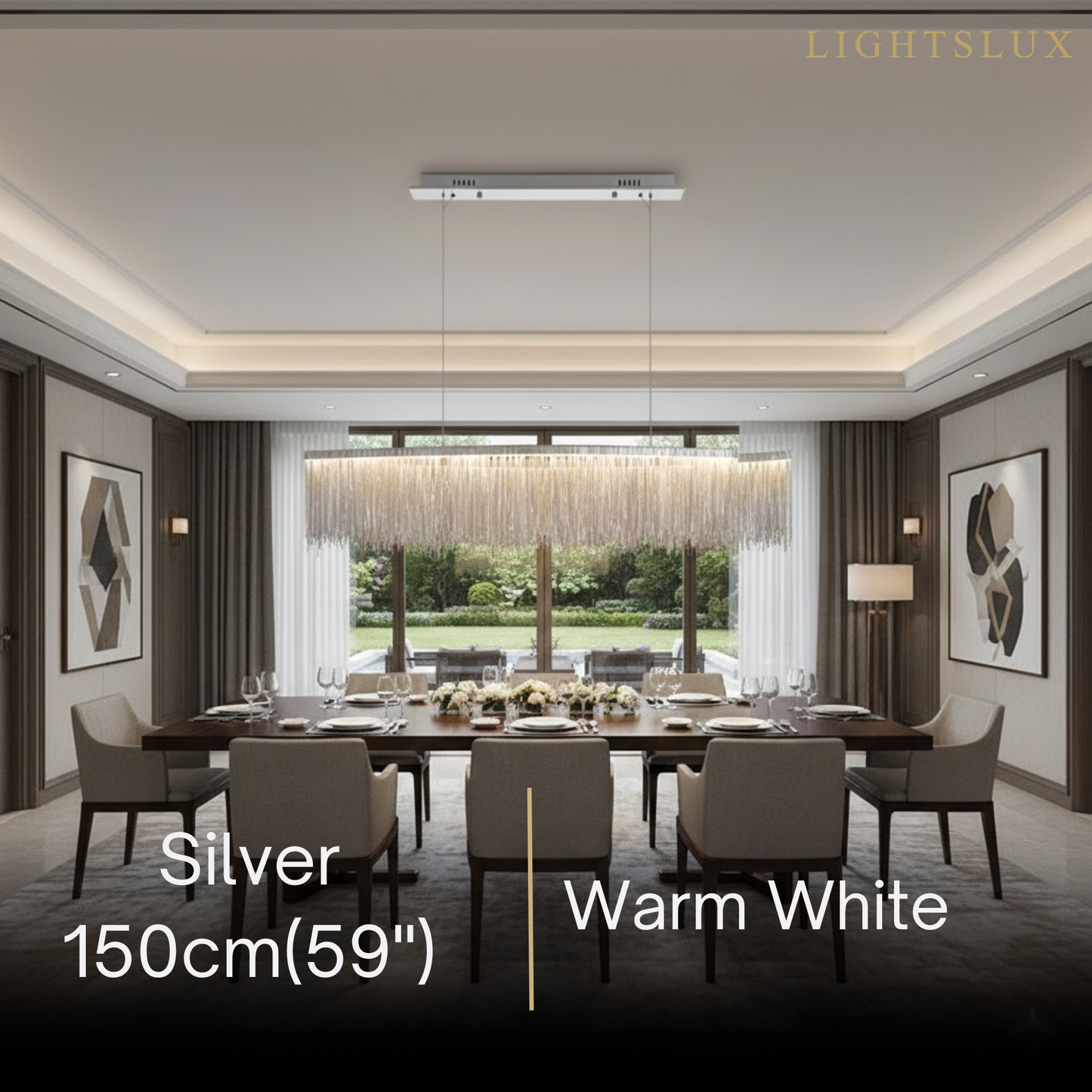 Gold or Chrome Pendant Light – Luxury Tassel Metal Fixture for Dining Room