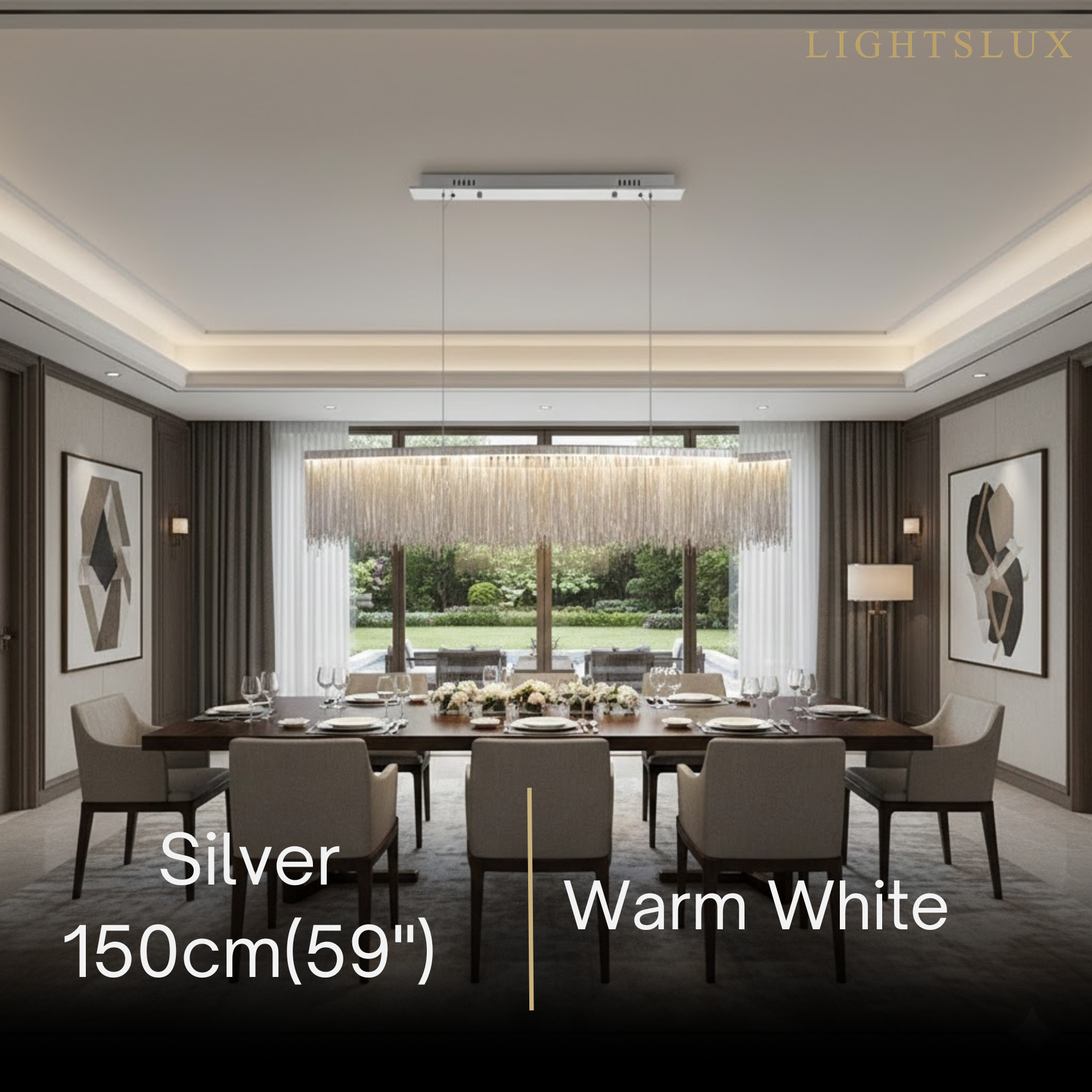 Gold or Chrome Pendant Light – Luxury Tassel Metal Fixture for Dining Room