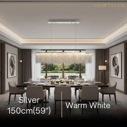 Gold or Chrome Pendant Light – Luxury Tassel Metal Fixture for Dining Room