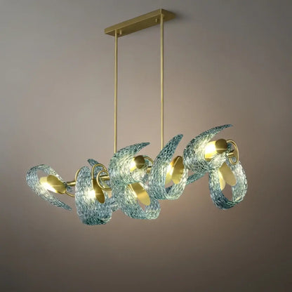 Art Deco Peacock Chandelier – Blue Feather Art Glass Contemporary for Dining Room Bedroom