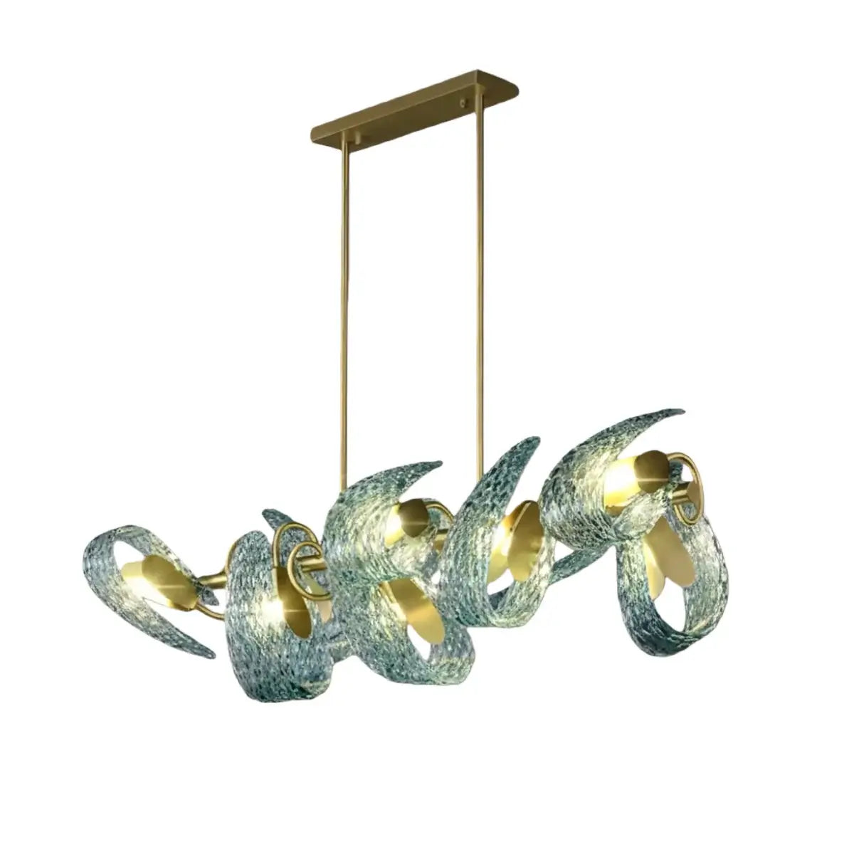 Art Deco Peacock Chandelier – Blue Feather Art Glass Contemporary for Dining Room Bedroom