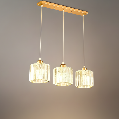 Lámpara colgante Vetro - Nórdica, metal negro/dorado y cristal LED