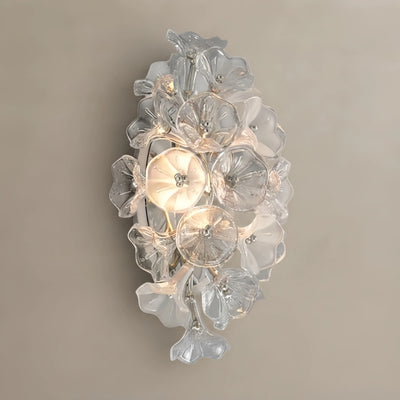 Lámpara de araña moderna de rama Velora – Flor de cristal de cobre y plata para sala de estar / dormitorio