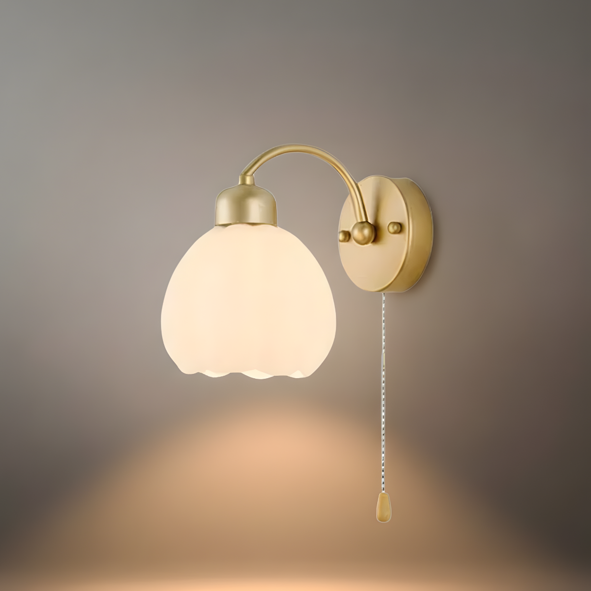 Lámpara de pared Crema - Moderna, metal y cristal con diseño floral dorado